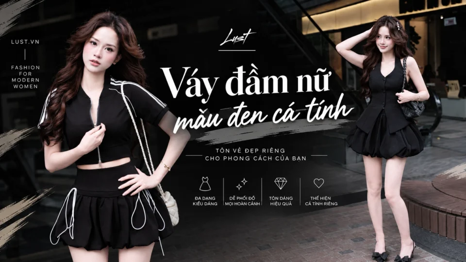 Váy đầm nữ màu đen cá tính